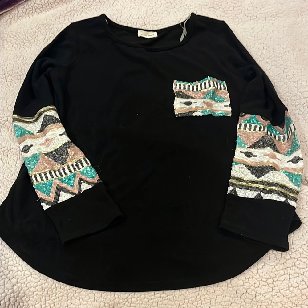 Black Patterned Women's Top